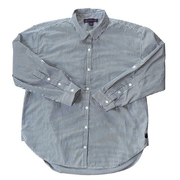 Gloria Vanderbilt Amanda Monogram Cotton Button Down Shirt Women's Large - Picture 1 of 6